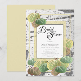 Rustic Bridal Shower Aspen Bark and Leaves Invitation