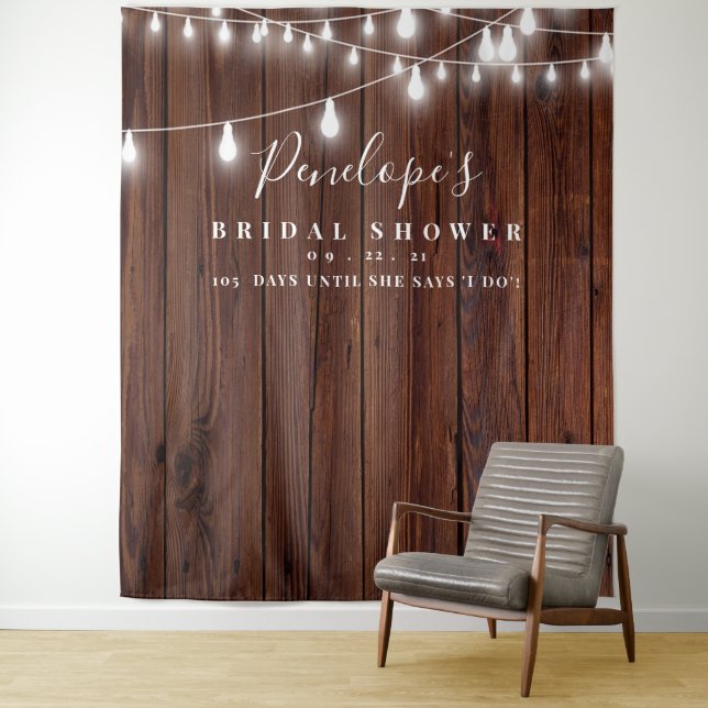 Rustic Bridal Shower Backdrop, Photoprop Tapestry (In Situ)