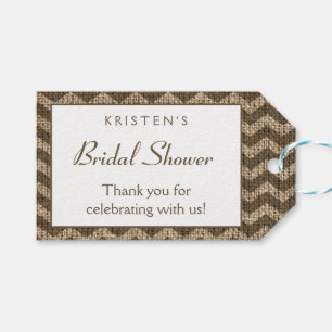Rustic Bridal Shower Burlap Brown Chevron Country Gift Tags