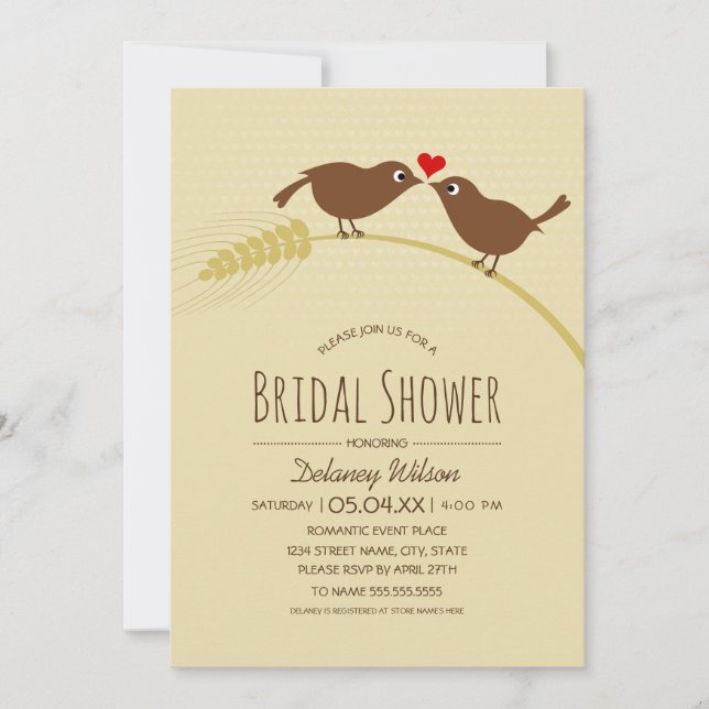 Rustic Bridal Shower | Country Love Birds Template (Front)