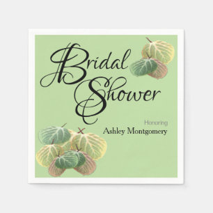 Rustic Bridal Shower Fall Aspen Leaves Green Napkin