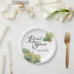 Rustic Bridal Shower Fall Aspen Leaves Paper Plate