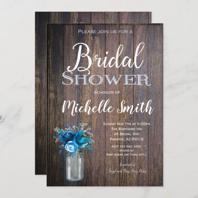 Rustic Bridal Shower Invitation, Rustic, Floral Invitation (Front/Back)