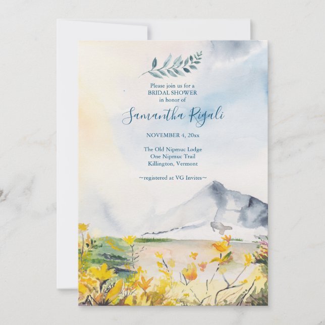 Rustic Bridal Shower Invitations Mountain Theme (Front)