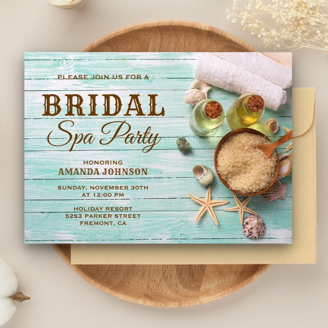 Rustic Bridal Shower Mint Spa Party Invitation (Creator Uploaded)