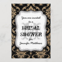 Rustic Bridal Shower Monogram Damask