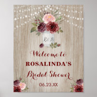Rustic Bridal Shower Red Floral Wood Background Po