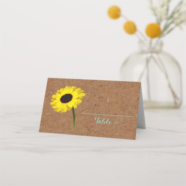 Rustic Bridal Shower Sunflower Party Table Escort Place Card (Front)