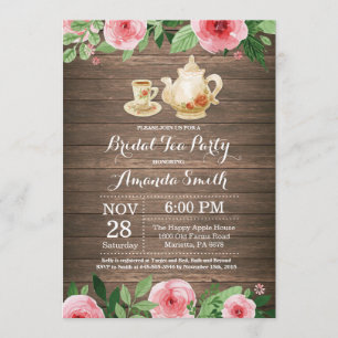 Rustic Bridal Shower Tea Party Invitation