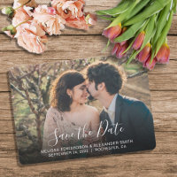 Rustic bride and groom photo wedding Save the Date