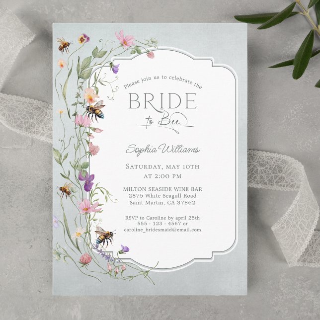 Rustic Bride to Bee Wildflower Bridal Shower Invitation (Creator Uploaded)