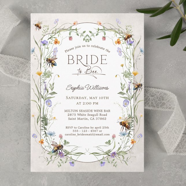 Rustic Bride to Bee Wildflower Bridal Shower Invitation (Creator Uploaded)