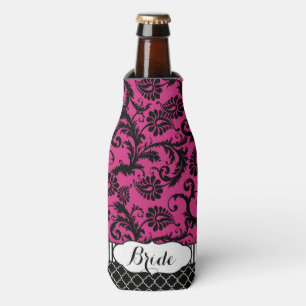Rustic Bride's Vintage Style Damask Pattern Bottle Cooler