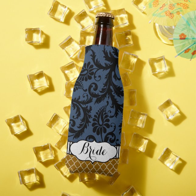 Rustic Bride's Vintage Style Damask Pattern Bottle Cooler (In Situ Summer)