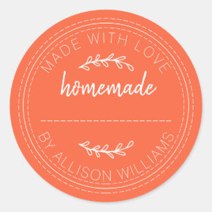 Rustic Bright Orange Homemade Label