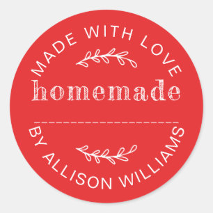 Rustic Bright Red Homemade Baked Goods Classic Round Sticker
