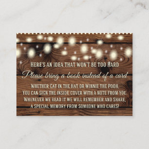 Rustic Bring a Book Card, Baby Shower Insert, Card