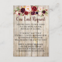 Rustic Bring a book instead of Card Baby Shower