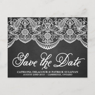 Rustic Brocade Lace Save the Date Postcard