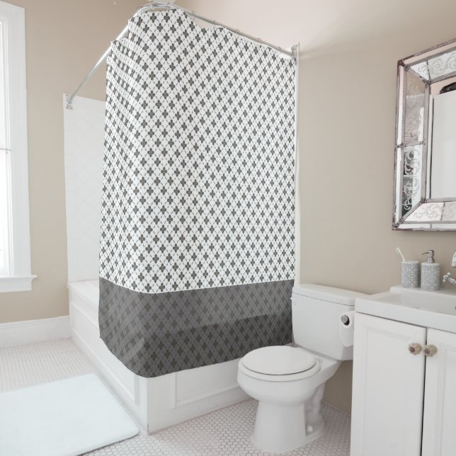 Rustic Bronze Flowers Pattern Shower Curtain (In Situ)