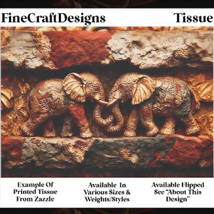 Rustic Bronze & Gold Elephants EK1L Decoupage Tissue Paper