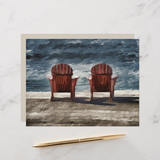 Rustic Brown Adirondack Beach Chairs Art (Front/Back In Situ)