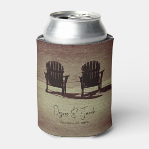 Rustic Brown Adirondack Beach Chairs Wedding Can Cooler
