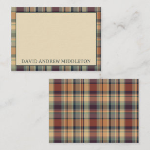 Rustic Brown and Cream Plaid Personalised Card