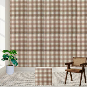 Rustic Brown and White Chequered Gingham Pattern Tile