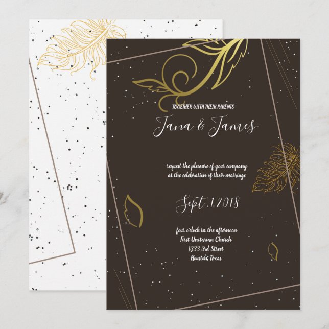 Rustic brown and white invitation (Front/Back)