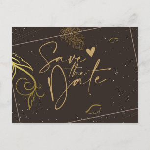 Rustic brown and white Save the Date Announcement 