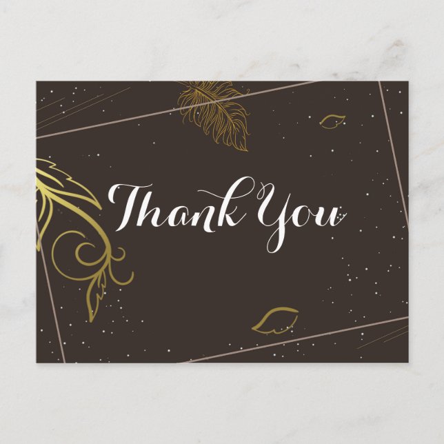 Rustic brown and white Thank you Postcard (Front)