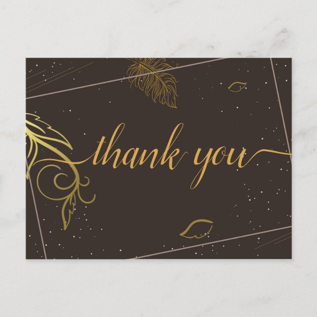 Rustic brown and white Thank you Postcard (Front)