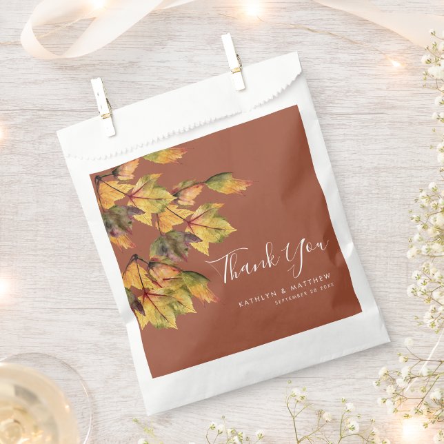 Rustic Brown Autumn Foliage Fall Wedding Favour Bags (Creator Uploaded)