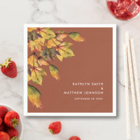 Rustic Brown Autumn Foliage Fall Wedding Party