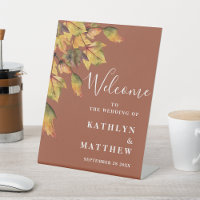 Rustic Brown Autumn Foliage Fall Wedding Welcome