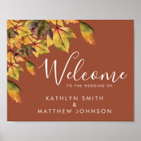 Rustic Brown Autumn Foliage Fall Wedding Welcome