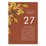 Rustic Brown Autumn Foliage Wedding Guest Name Table Number<br><div class="desc">Rustic Brown Autumn Foliage Fall Wedding Table Number with Guest Names. All the texts are pre-arranged for you to personalise easily and quickly with your own details.</div>