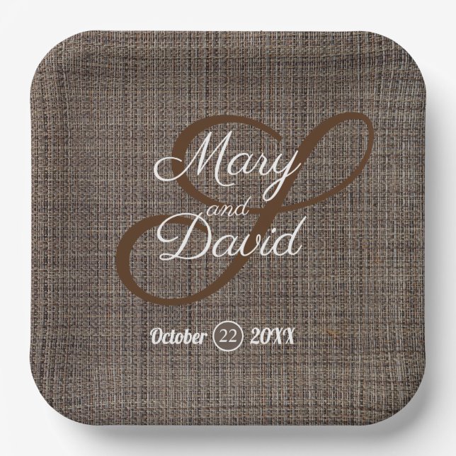 Rustic Brown Background Paper Plates (Front)