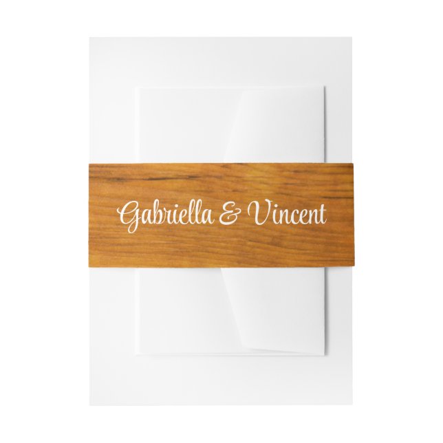 Rustic Brown Barn Wood Country Western Wedding Invitation Belly Band (Front Example)