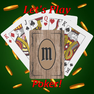 Rustic Brown Barnwood Custom Monogrammed Playing Cards