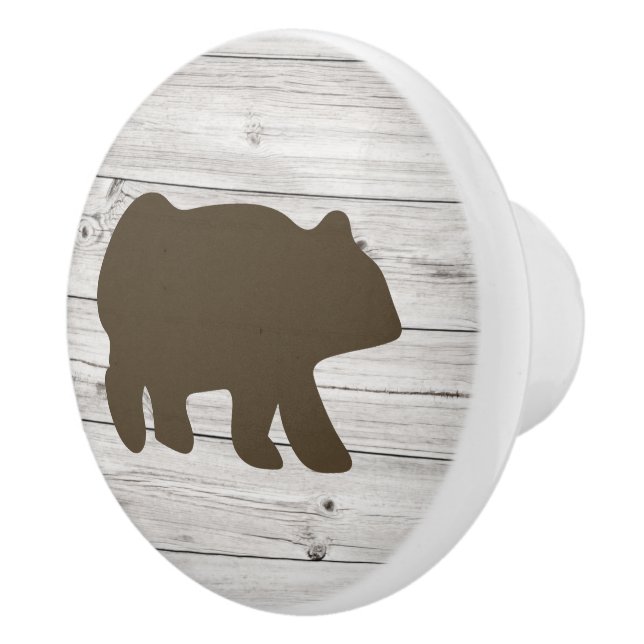 Rustic Brown Bear Cabin Log Home Ceramic Knob (Right)