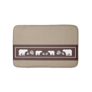 Rustic brown bear pinecone memory foam bath mat