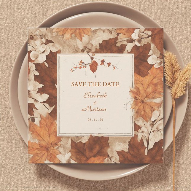 Rustic Brown Beige Burnt Orange Floral Autumn Invitation (Creator Uploaded)