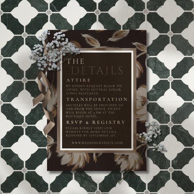 Rustic Brown Botanical Pattern Wedding Enclosure Card (Announce your big day in a sophisticated style with this Rustic Brown Botanical Pattern Wedding Card)