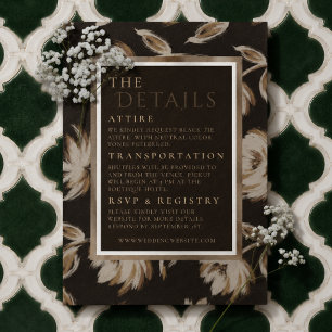 Rustic Brown Botanical Pattern Wedding Enclosure Card
