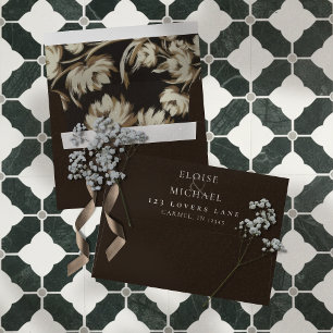 Rustic Brown Botanical Wedding Envelope