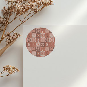 Rustic Brown Burlap Flowers Leaves Sticker