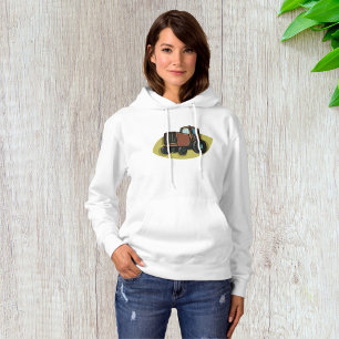 Rustic Brown Cartoon Tractor Farm Vehicle Hoodie