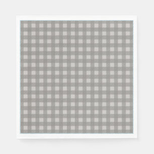 Rustic Brown Check Buffalo Plaid Blue Trim Napkins